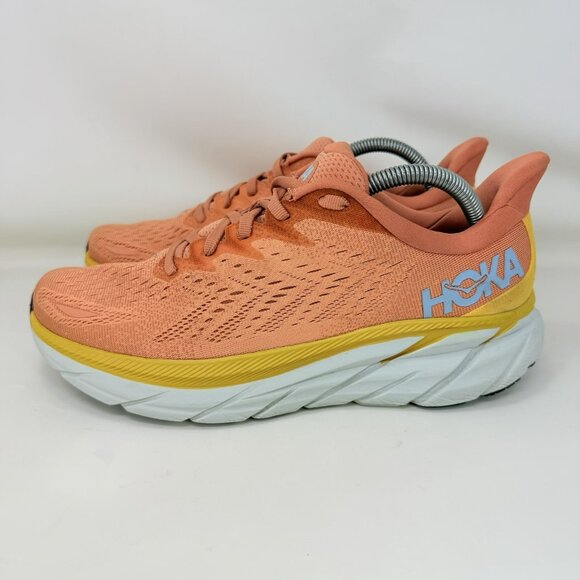 Hoka One Clifton 8  Running Shoes Orange White Women’s Size 10 B - Picture 2 of 7